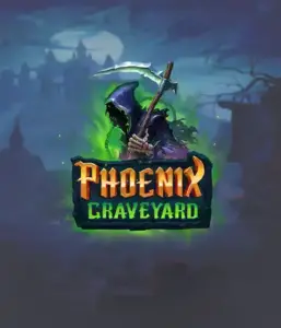 ELK Studios' Phoenix Graveyard game screen, showcasing the mystical graveyard and the legendary phoenix rising from the ashes. The visual highlights the slot's unique expanding reel feature, coupled with its gorgeous symbols and gothic theme. The artwork conveys the game's theme of rebirth and immortality, appealing for those drawn to legends.